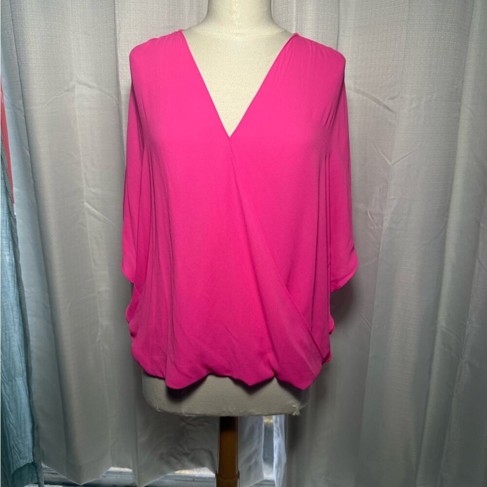 INC International Concepts Hot Pink V-Neck Blouse